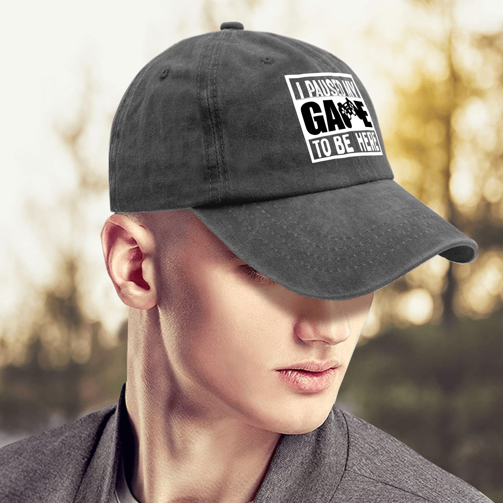 Funny 'I Paused My Game to Be Here' Pigment Black Trucker Hat for Men - Best Gifts for Dad, Running & Outdoor Activities Hat - Perfect for Father's Day, BBQ Parties & Summer Adventures