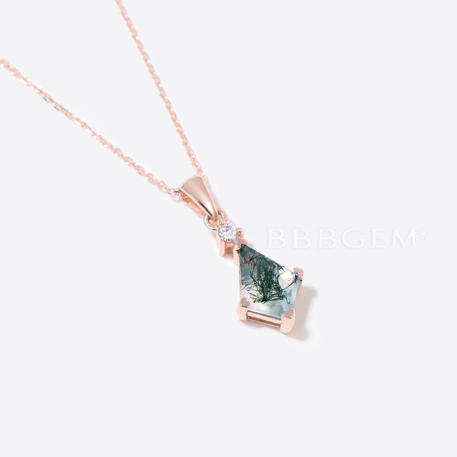 Natural Moss Agate Pendant Necklace with 14k Gold & Diamond Accents | Elegant Jewelry Gift for Women | Perfect for Weddings, Anniversaries & Special Occasions