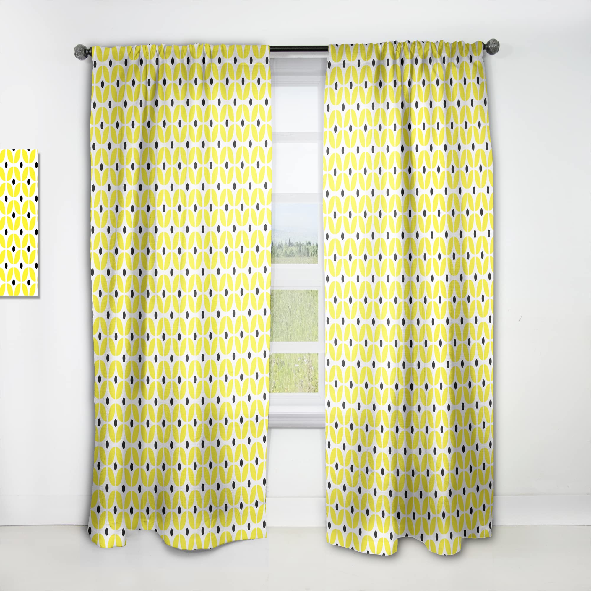 DesignQ Retro Geometric Thermal Insulated Curtains - Single Panel 52x108 - Blackout Drapes for Bedroom & Living Room - Perfect for Home Decor, Privacy & Energy Efficiency