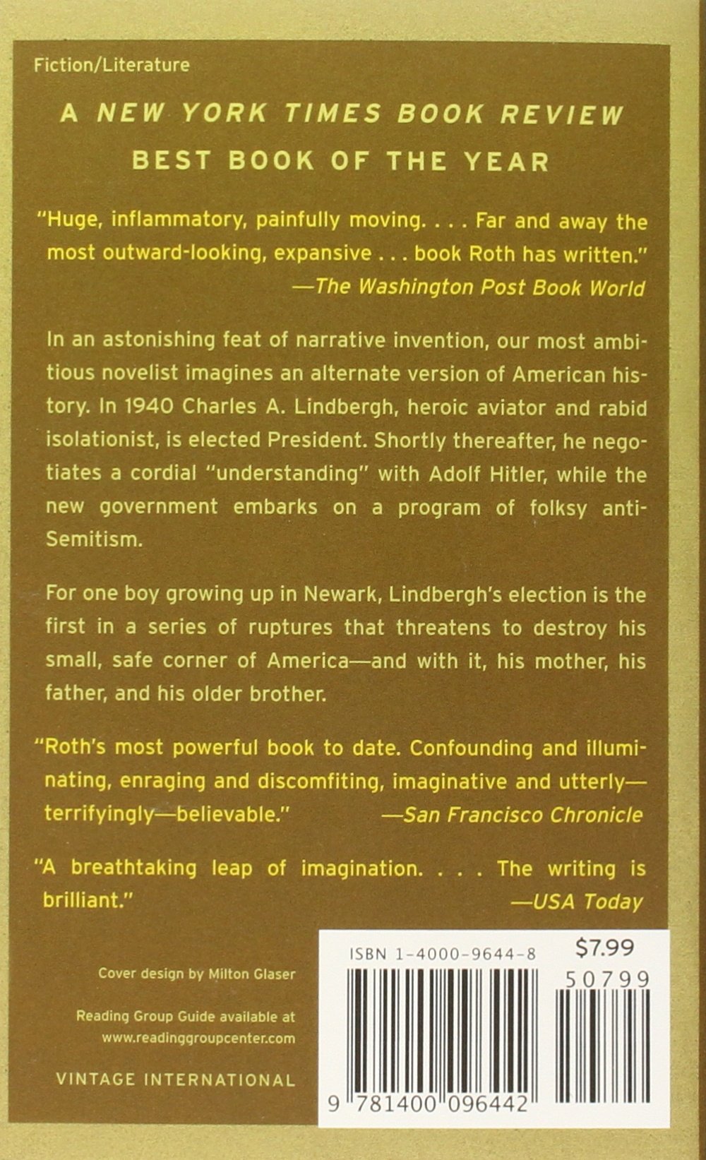 The Plot Against America by Philip Roth - Historical Fiction Novel | Political Thriller & Alternate History | Perfect for Book Clubs & History Enthusiasts