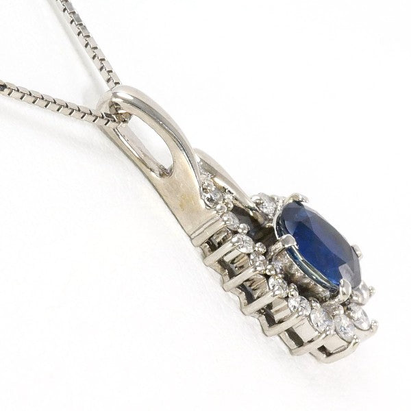 18K White Gold Sapphire and Diamond Necklace for Women - Elegant Jewelry Gift for Anniversary, Wedding, or Special Occasion