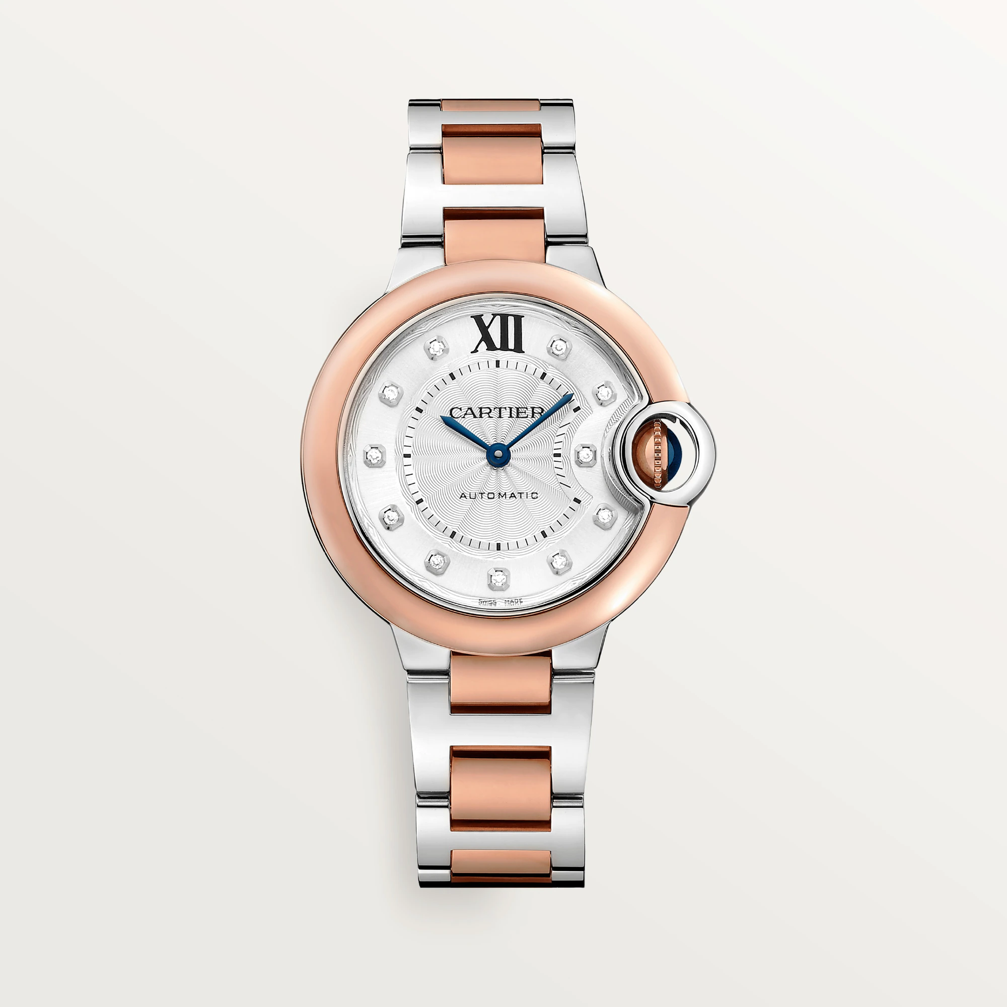 Cartier Ballon Bleu 33mm Women's Watch - Stainless Steel & Rose Gold with Diamonds | Luxury Dress Watch for Women, Perfect for Weddings, Parties & Special Occasions