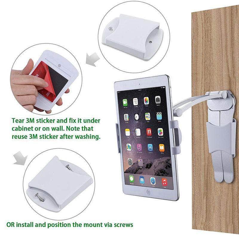 Adjustable Tablet Stand Holder for 5-10.5 Inch Tablets - Wall Mount & Desk Mount for iPad, Samsung, Kindle - Perfect for Home, Office, Kitchen & Bedroom Use
