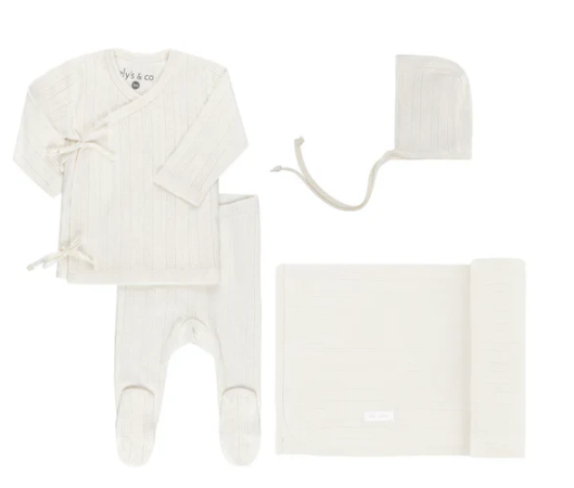 ELY & CO EMB Cherry Pointelle 4-Piece Baby Boy Bris Set (1 Month & 3 Month) - Perfect for Christening, Naming Ceremonies, and Special Occasions