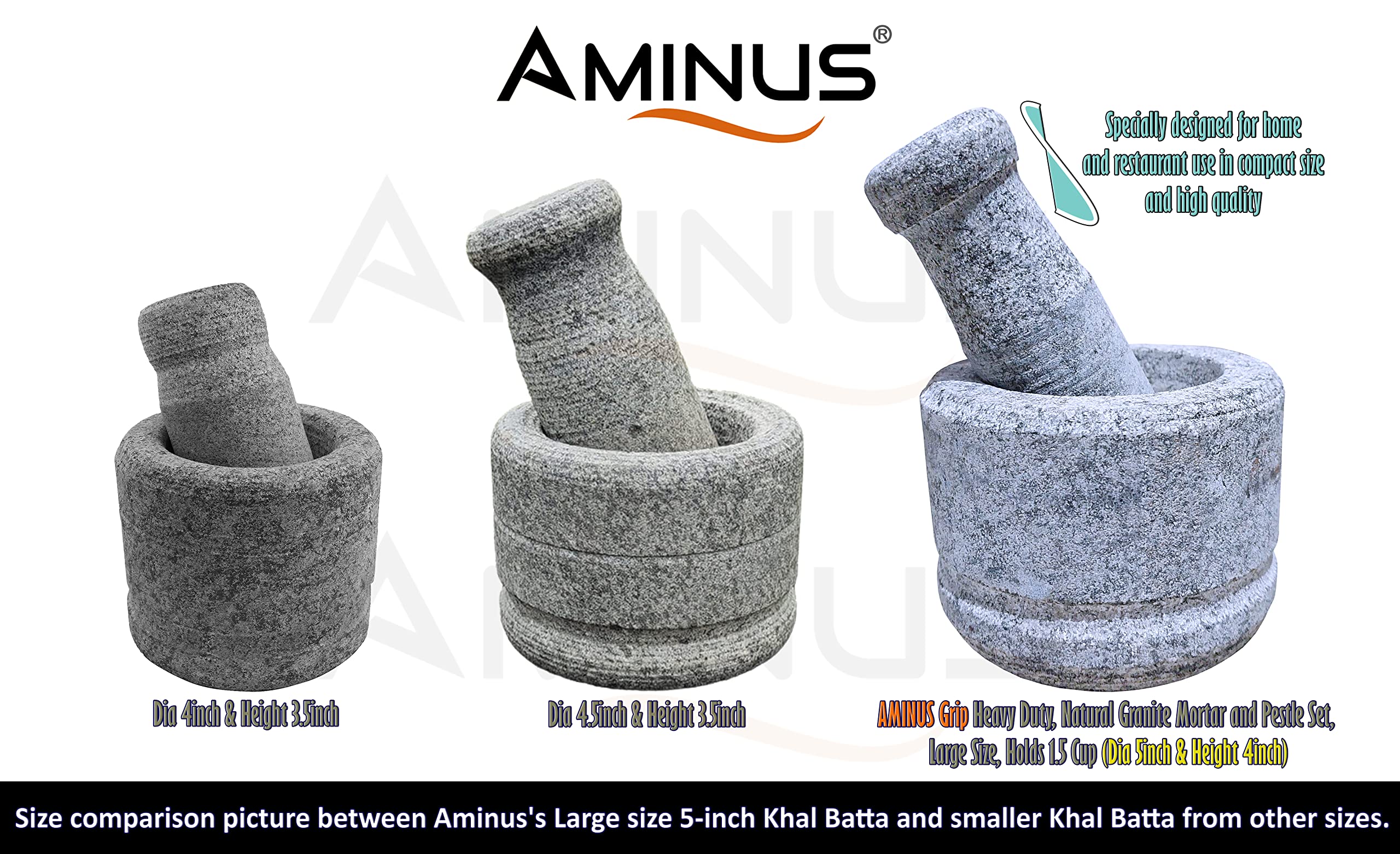 Premium Granite Mortar and Pestle Set - 5