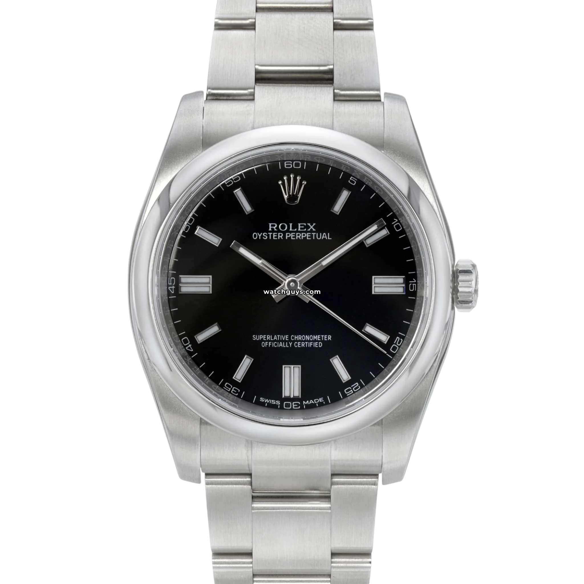 Authentic Rolex Oyster Perpetual 116000 Men's Watch - Black Dial, Stainless Steel - Luxury Dress Watch for Business & Formal Occasions
