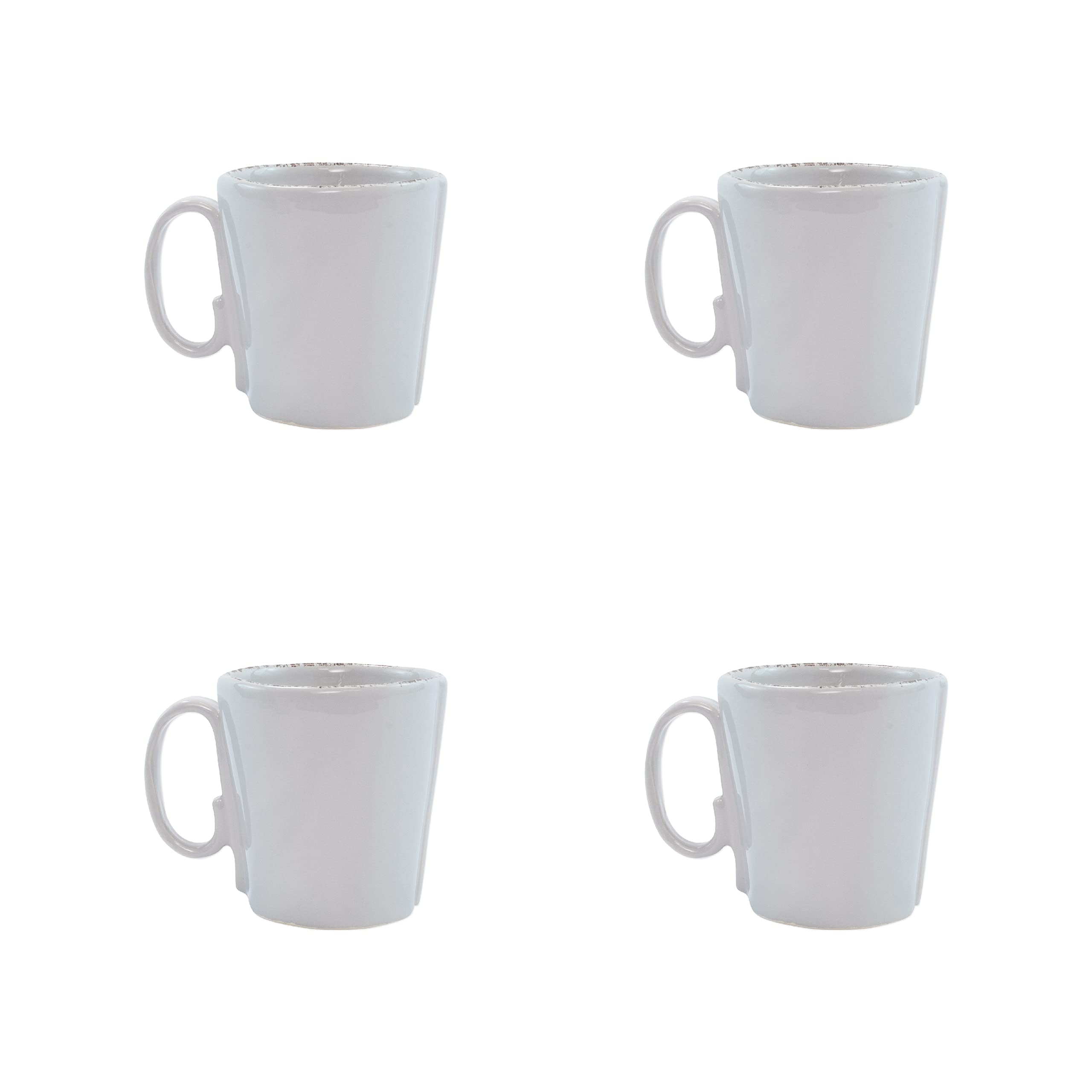Vietri Italian Lastra Collection Dinnerware Set - Light Gray Ceramic Mugs (Set of 4) - Elegant Coffee & Tea Cups for Home, Restaurant, and Gift Use