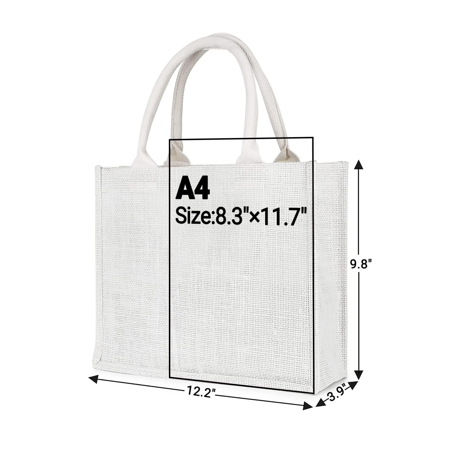 Segarty 3-Pack Small White Burlap Jute Reusable Canvas Tote Bags with Handles - Eco-Friendly Blank Bulk Totes for Bridesmaid Wedding Favors, Grocery Shopping, Beach Trips & Bachelorette Parties | Perfect for Women's Market Bags, Gift Bags & Everyday Use