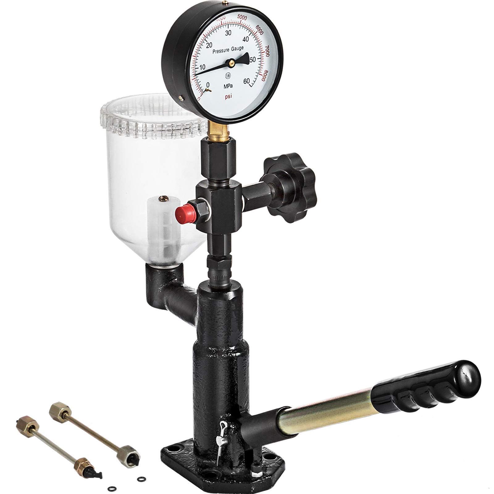 VEVOR 400Bar 6000PSI Diesel Fuel Injector Tester Kit - Dual Scale Gauge for Adjusting & Testing Injector Nozzle Pop Pressure - Professional Diesel Engine Maintenance Tool for Trucks, Tractors & Heavy Equipment