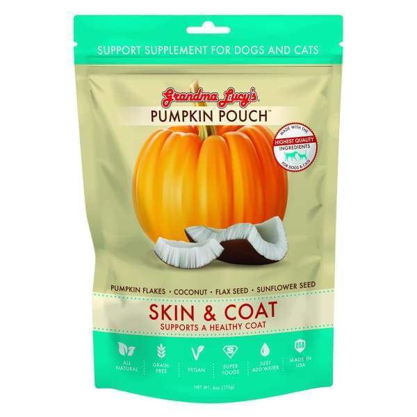 Grandma Lucy's Pumpkin Pouch Skin & Coat Supplement for Dogs & Cats - 6oz Digestive Support | Promotes Healthy Fur & Skin | Perfect for Picky Eaters & Sensitive Stomachs