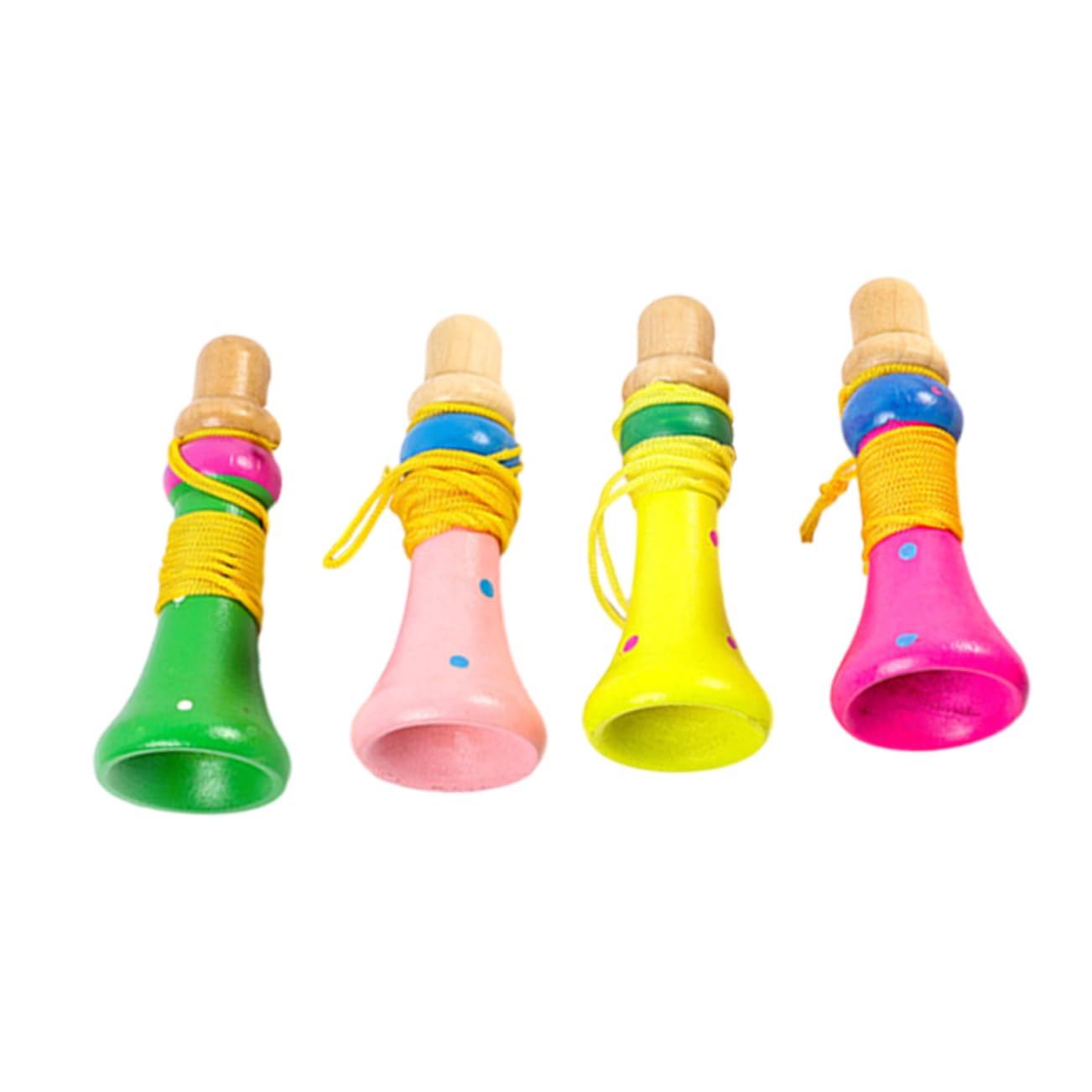 4-Piece Wooden Horn Trumpet Toy Set for Kids - Party & Music Fun