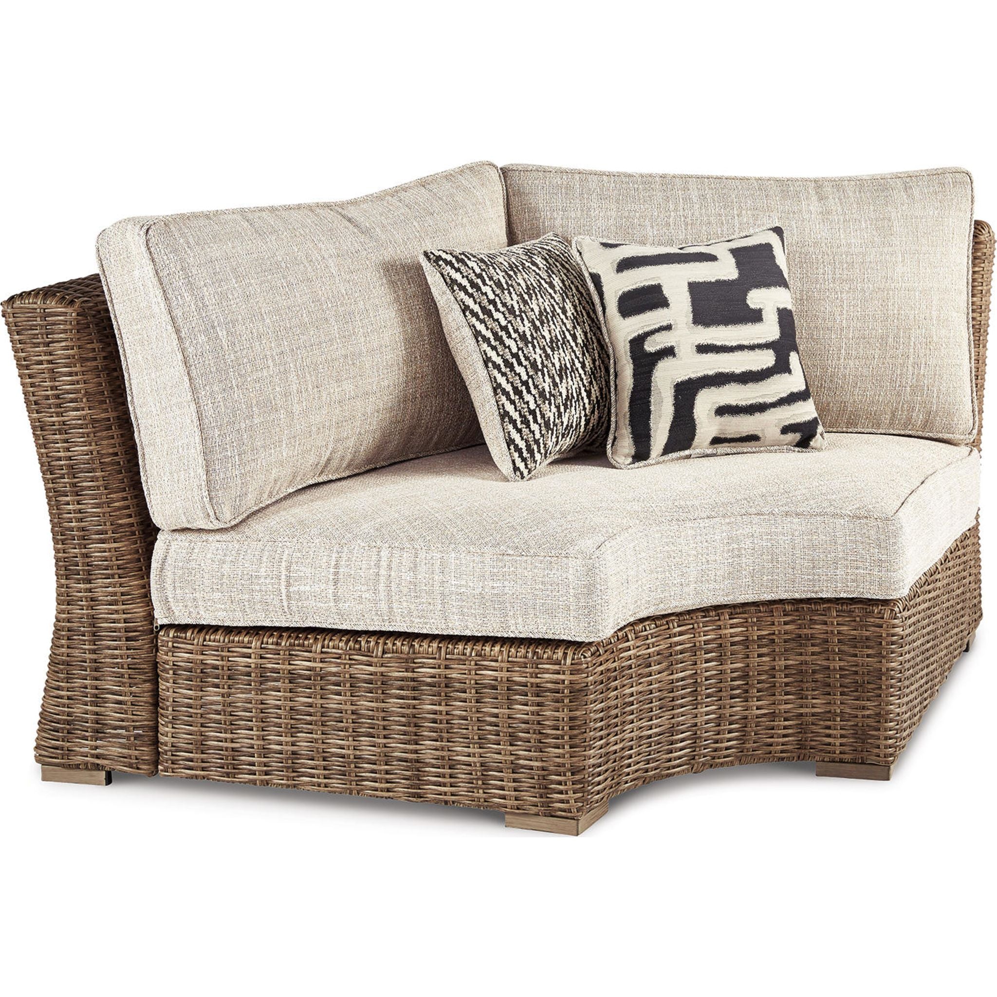 Beachcroft Outdoor Corner Chair with Cushion - White/Beige - Patio, Garden, Poolside & Balcony Relaxation Furniture