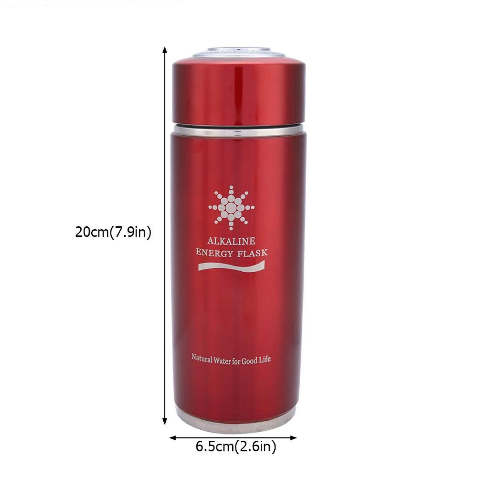 Premium Stainless Steel Alkaline Water Bottle with Nano Bio Energy Ionizer - Portable Travel Flask for Tea & Healthy Hydration (Red) - Perfect for Gym, Hiking & Office Use
