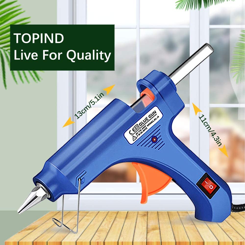 TOPIND 20W Mini Hot Glue Gun Kit with 30 Glue Sticks - Fast Heating Blue Glue Gun for DIY Crafts, Home Repairs & Holiday Decorations | Perfect for Scrapbooking, Woodworking, and School Projects