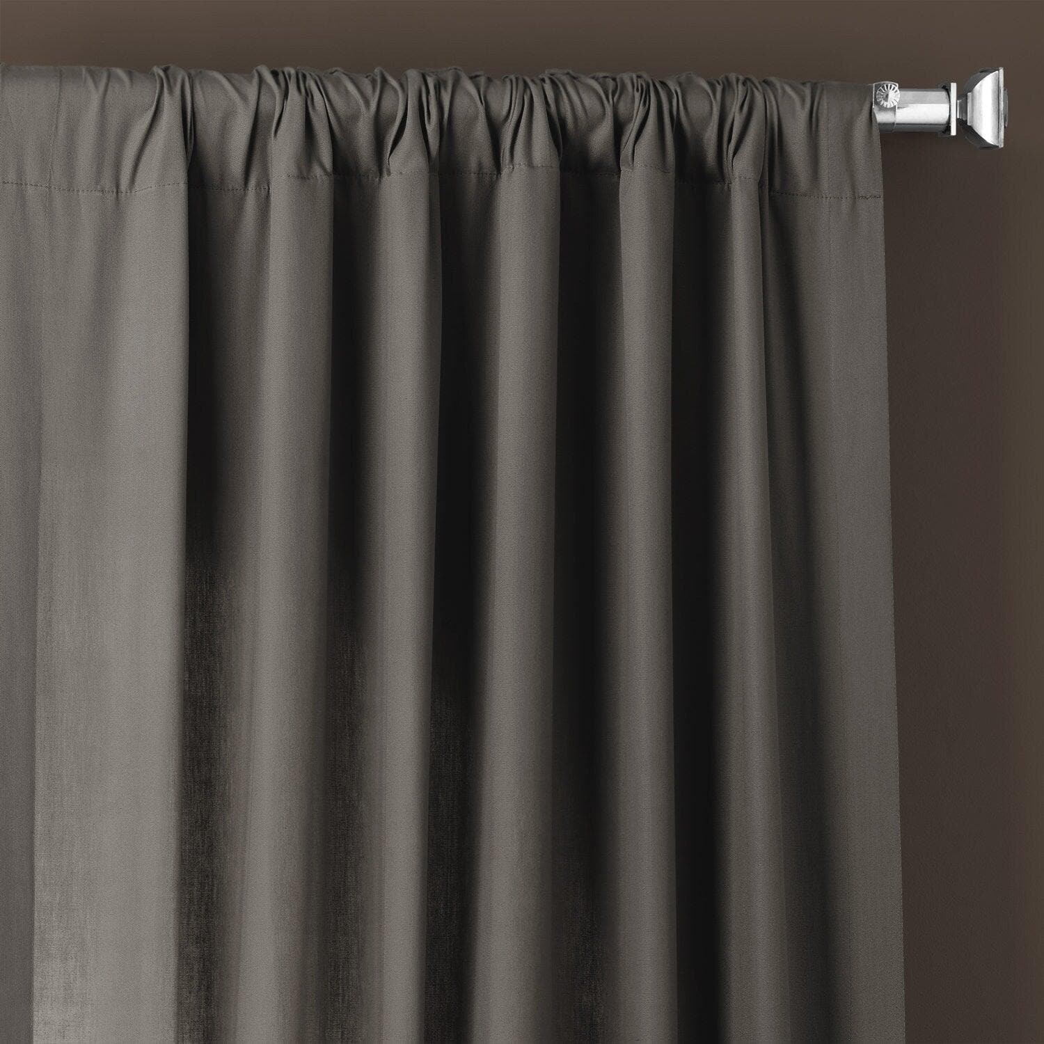 Millstone Grey Solid Cotton Curtains - Blackout Window Drapes for Living Room & Bedroom - Thermal Insulated Home Decor