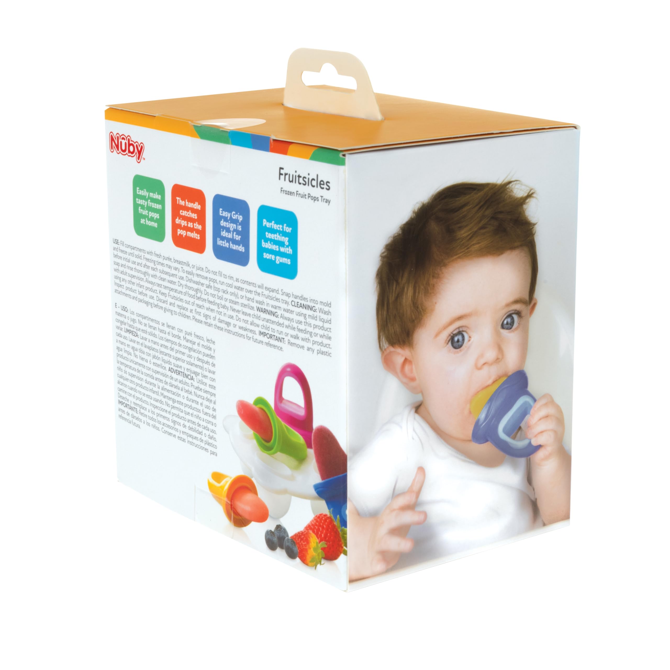 Nuby Garden Fresh Fruitsicle Frozen Pop Tray - 4 Handle BPA-Free Ice Pop Maker for Kids | Perfect for Summer Treats, Birthday Parties & Healthy Snacks