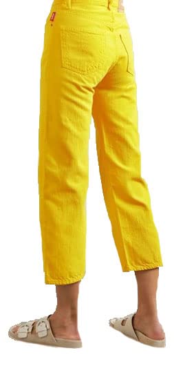 Women's High Rise Cropped Yellow Jeans with Pierce Details - Perfect for Casual Outfits, Street Style & Everyday Wear