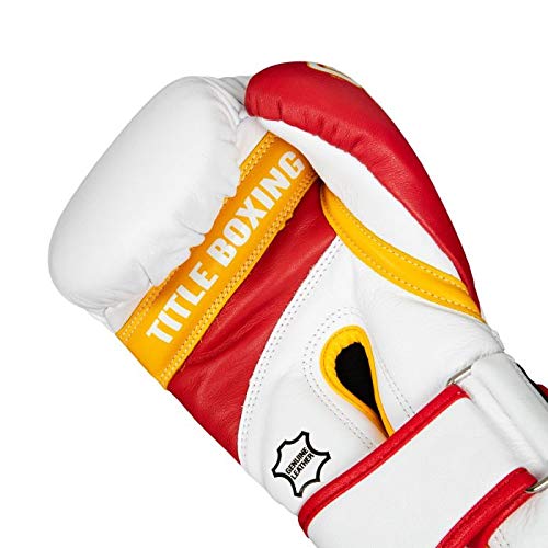 Title Boxing Gel World V2T Bag Gloves - Premium Training Gloves for Boxing & MMA - White/Red/Gold - X-Large - Perfect for Heavy Bag Workouts, Sparring & Fitness Training