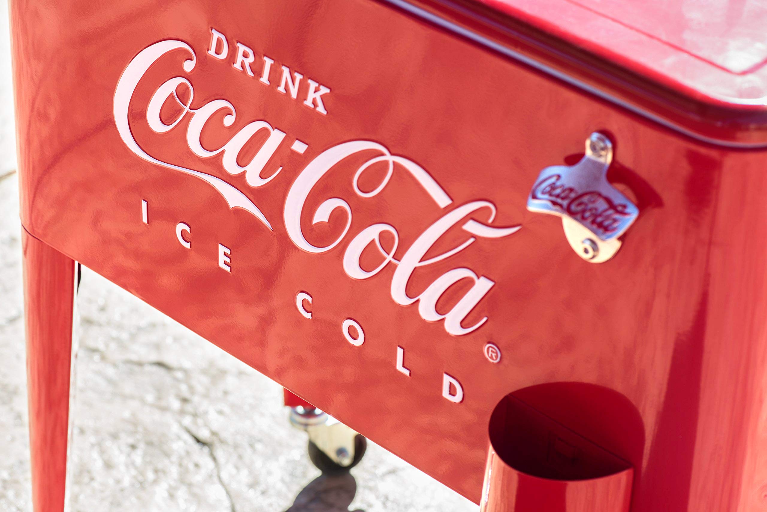 Leigh Country CP 98105 60 Quart Coca-Cola Ice Cold Embossed Cooler - Red | Large Capacity Beverage Cooler for Parties, Picnics, BBQs & Outdoor Events