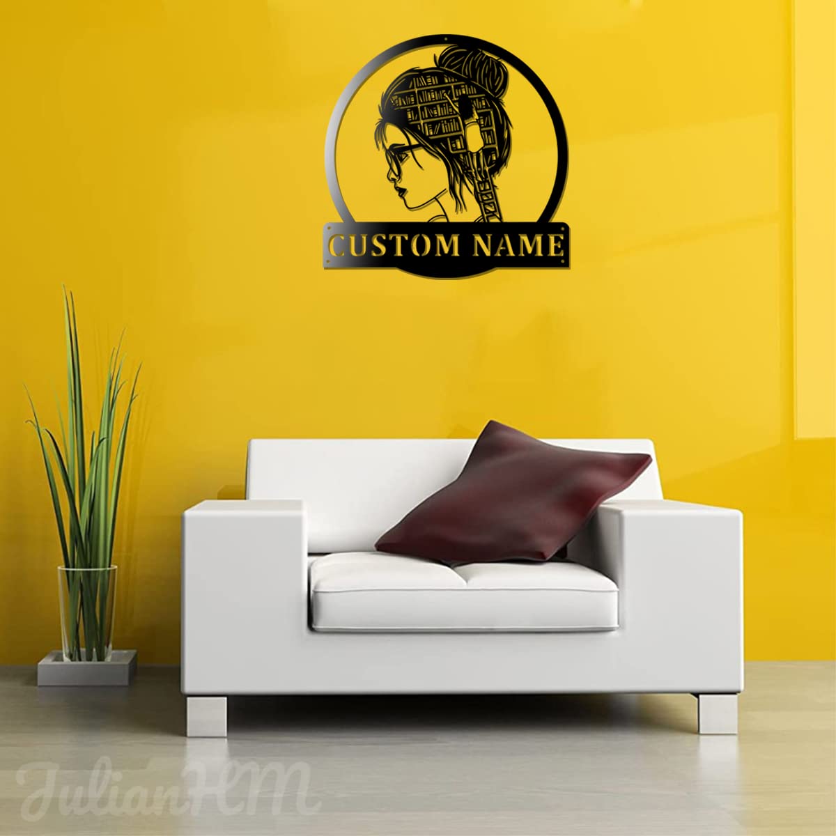 Personalized 'Just A Girl Who Loves Books' LED Metal Wall Art - Custom Name Library Decor for Home, Bedroom, Living Room & Office - 12x12 Inch Reading-Themed Night Light - Perfect Gift for Book Lovers & Reading Nook Decoration