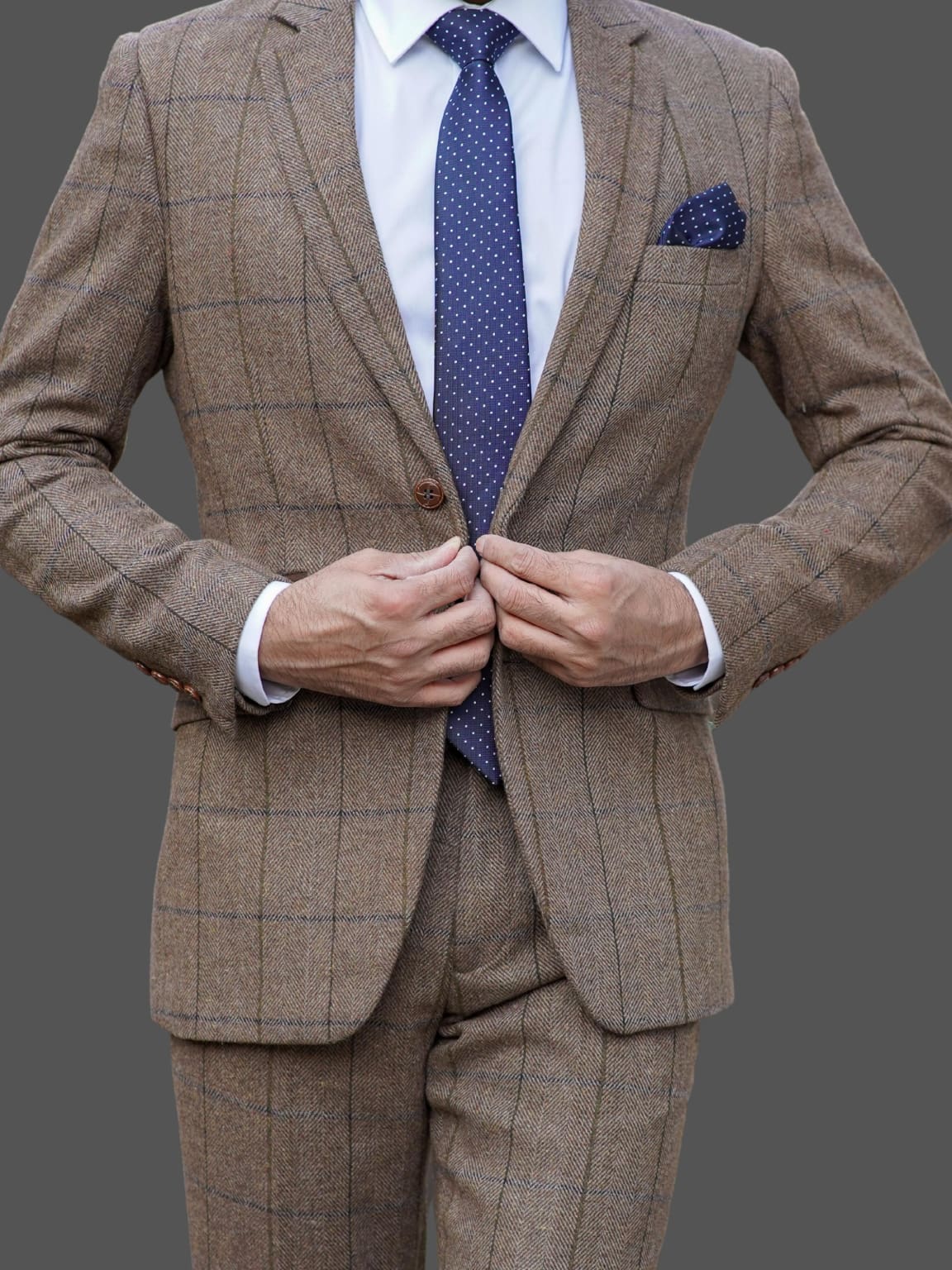 Barucci Marcus Men's Vintage Brown Tweed Blazer Jacket - Classic Slim Fit Formal Coat for Business, Weddings & Special Occasions