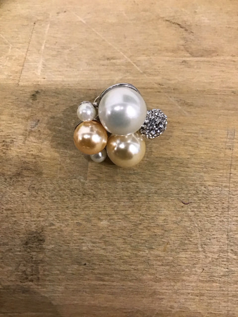 Elegant Gold Pearl Rhinestone Ring for Women - Vintage Style Jewelry for Parties, Weddings & Special Occasions