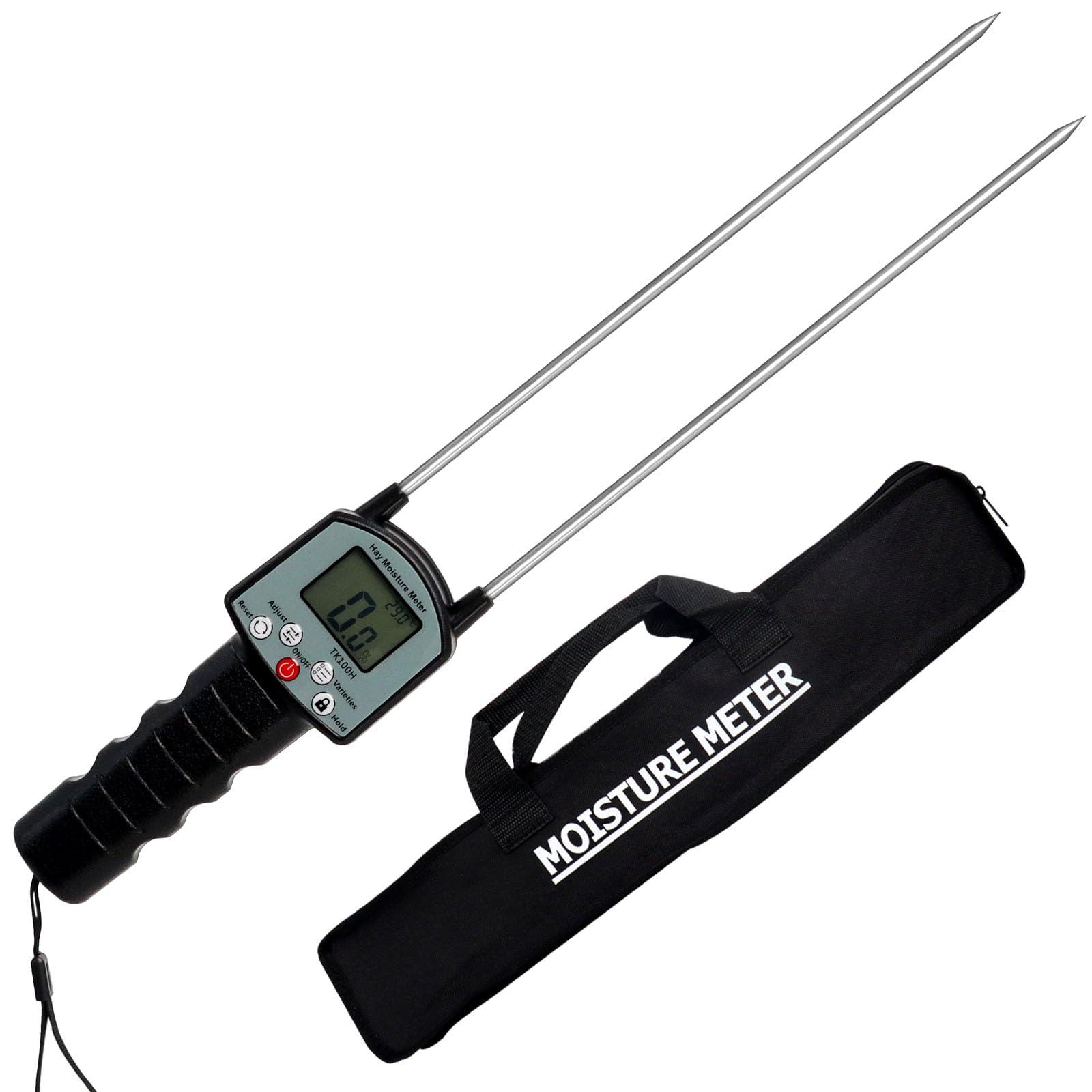Upgrade TK100H Portable Hay Moisture Tester with Probe & Carrying Bag - Digital Forage Moisture Meter for Hay, Leymus Chinensis, Pennisetum Hydridum | Perfect for Farm, Ranch & Agriculture Use