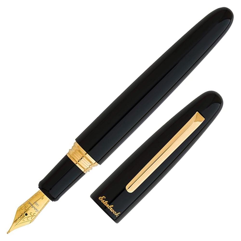 Esterbrook Estie Oversize Fountain Pen - Ebony Wood with Chrome Trim - Premium Writing Instrument for Calligraphy, Journaling & Gifting