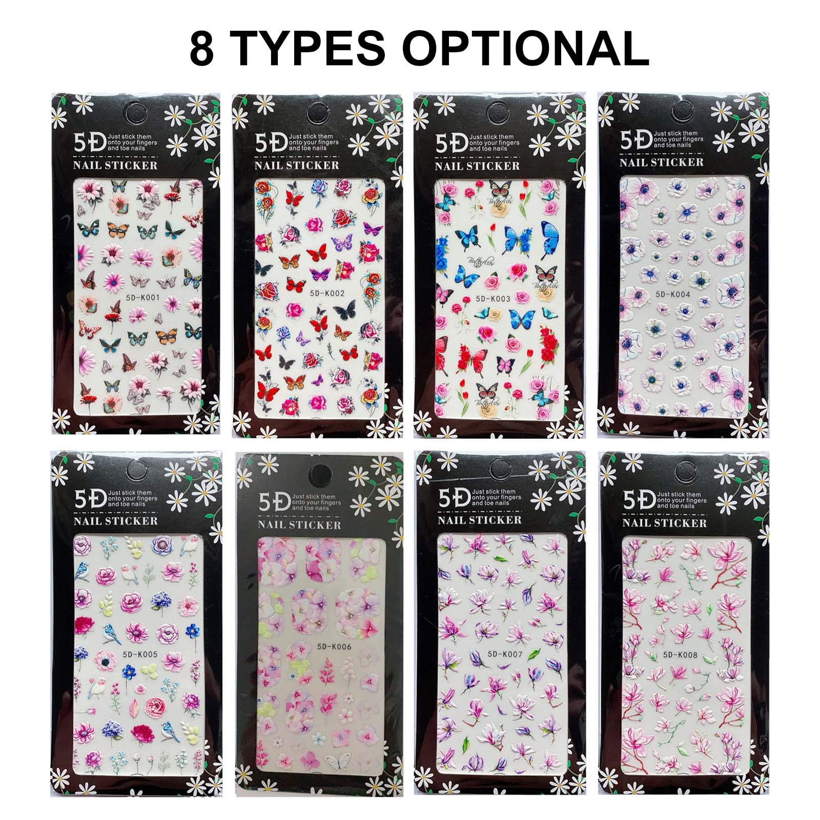 EXCLUZO 3D Self-Adhesive Nail Art Stickers - Acrylic Engraved & Embossed Nail Decals for DIY Manicure Designs - Perfect for Women's Nail Decorations, Parties, Weddings, and Special Occasions