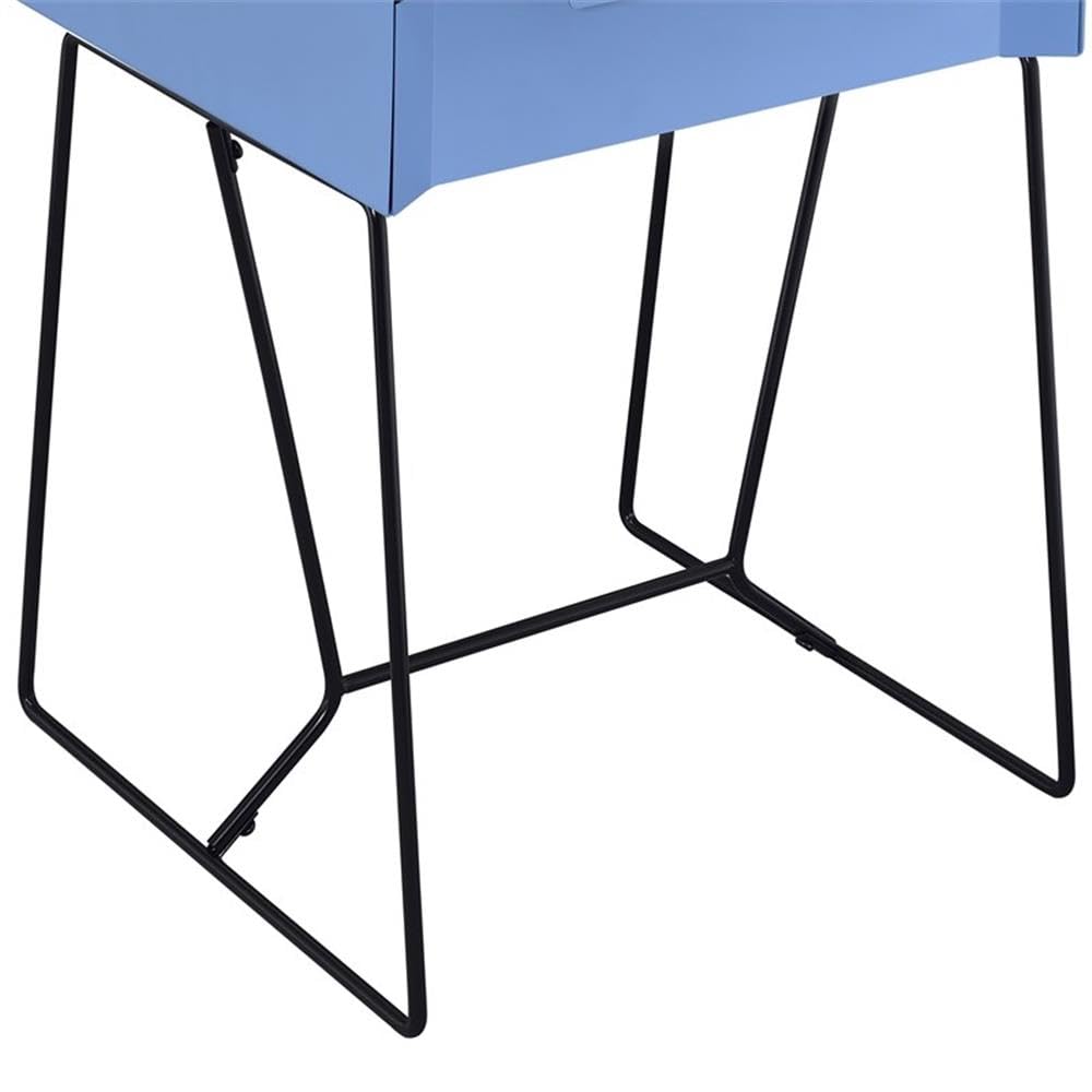 BOWERY HILL Modern Blue Metal Nightstand with 1 Drawer - Perfect for Bedroom, Living Room & Office Side Table