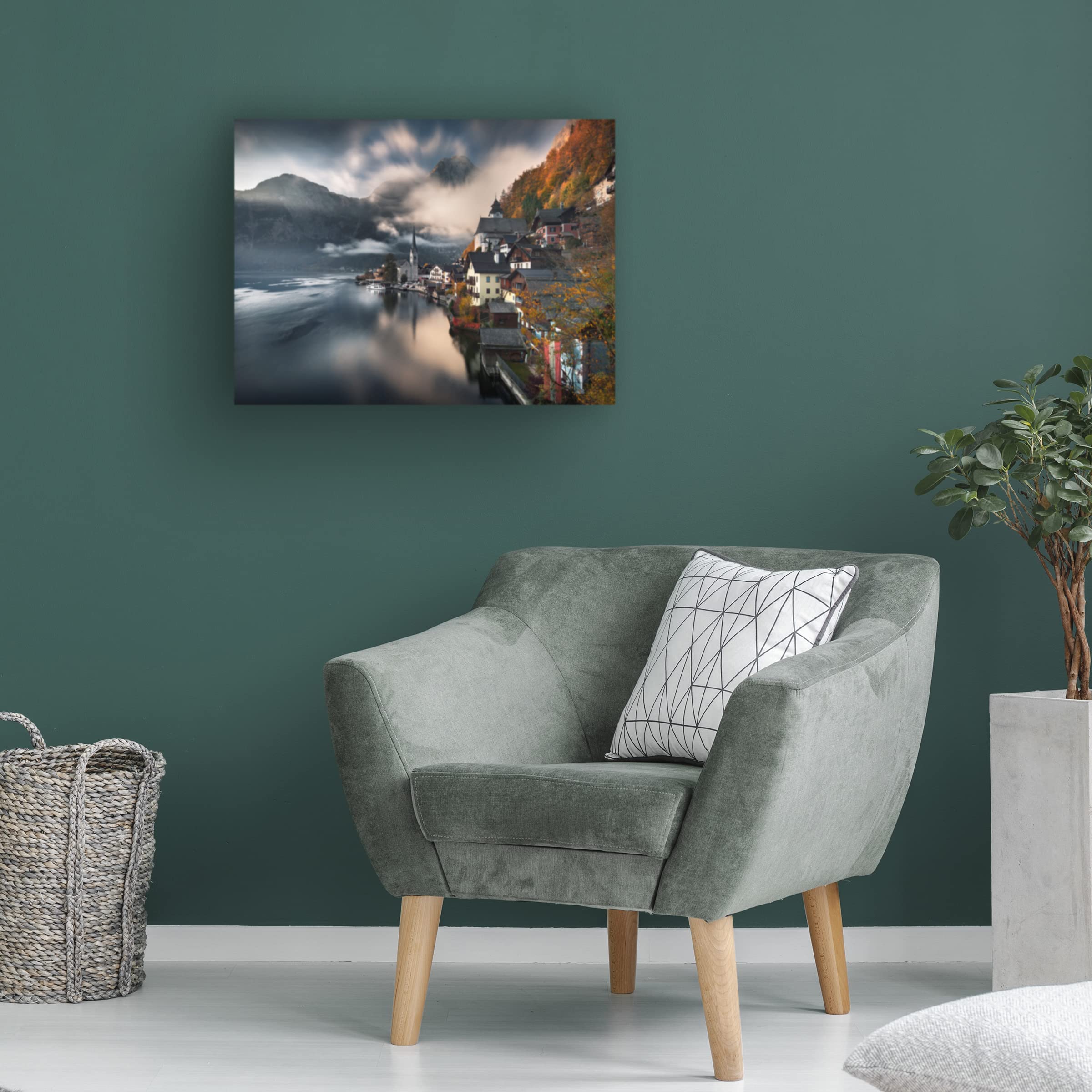 Trademark Fine Art 'Hallstatt' Canvas Wall Art Print by Karol Nienartowicz - Stunning Landscape Painting for Living Room, Bedroom & Office Decor
