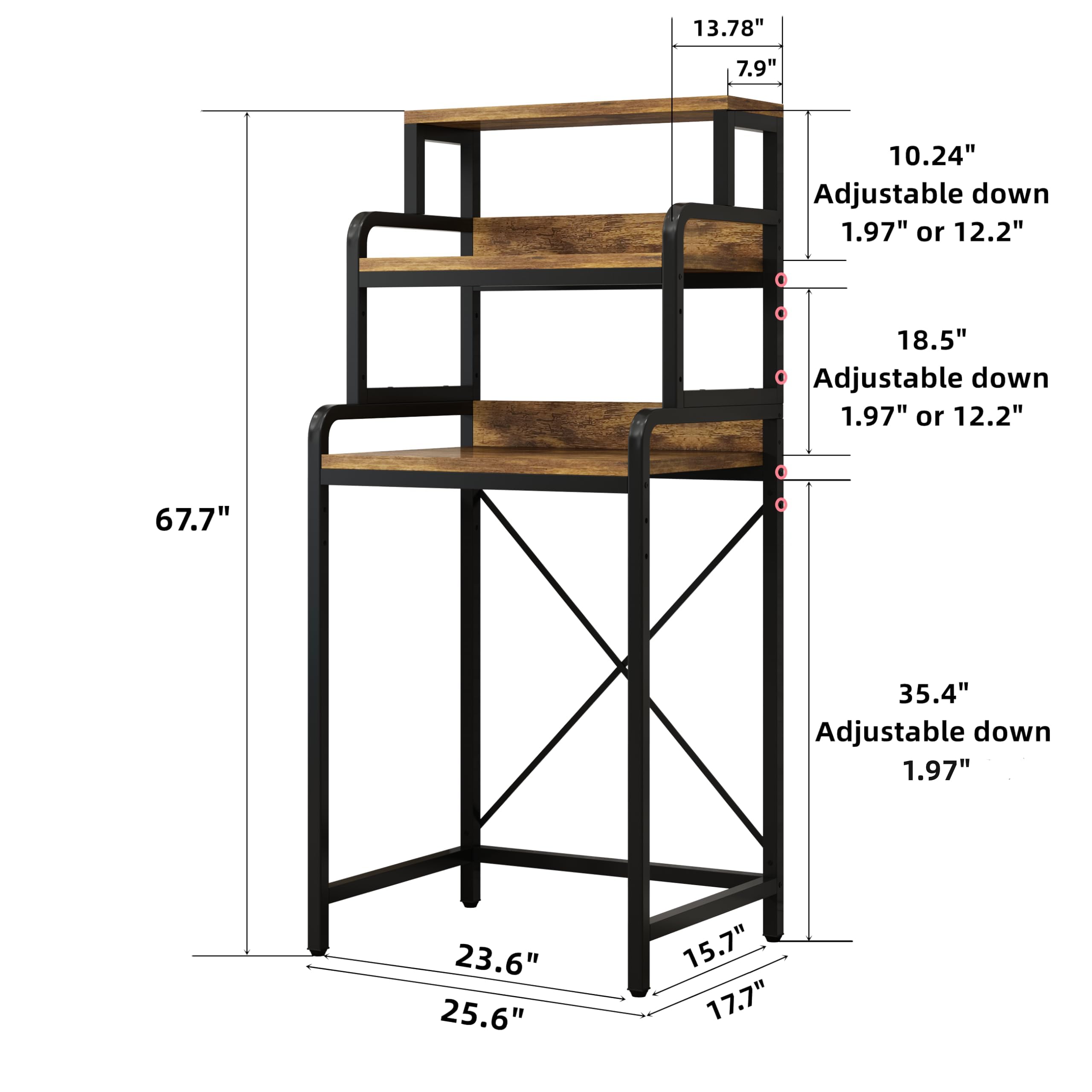 4-Tier Stainless Steel Kitchen Bread Rack & Microwave Stand - Space-Saving Storage Shelf for Spices, Pots, Pans - Perfect for Small Kitchens, Bakeries & Dorm Rooms - Free Standing Double-Purpose Organizer for Countertop or Mini Fridge