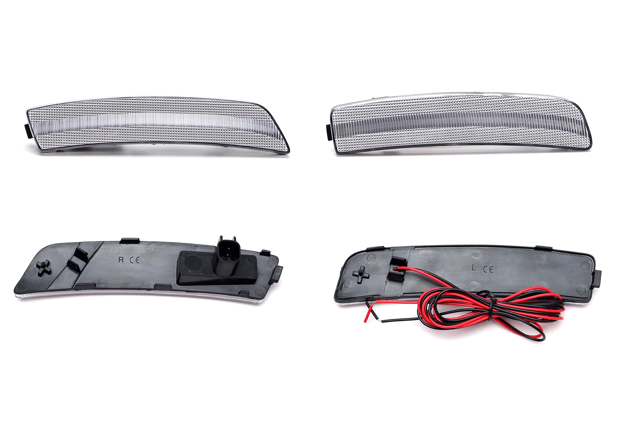 4-Piece Clear Lens Amber/Red LED Side Marker Light Kit for Ford Mustang Mach-E - Enhance Visibility & Style for Night Driving & Car Shows