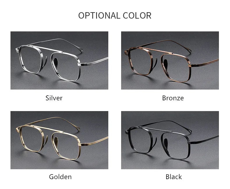 Aimee Unisex Full Rim Square Double Bridge Titanium Eyeglasses Frame 9501 - Lightweight Durable Glasses for Work, Reading & Fashion