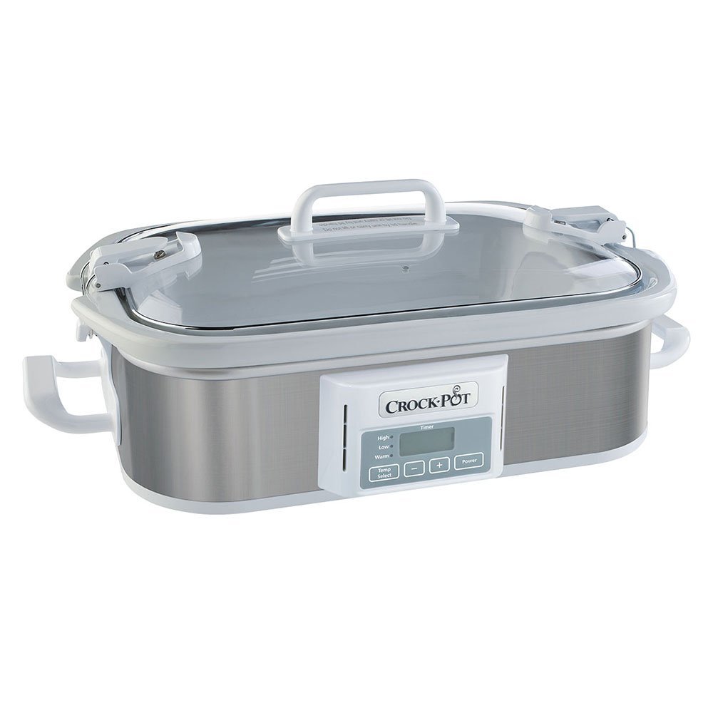Crock-Pot 3.5 Quart Programmable Slow Cooker with Digital Timer & Food Warmer - Stainless Steel Casserole (SCCPCCP350-SS) - Perfect for Soups, Stews & Family Dinners