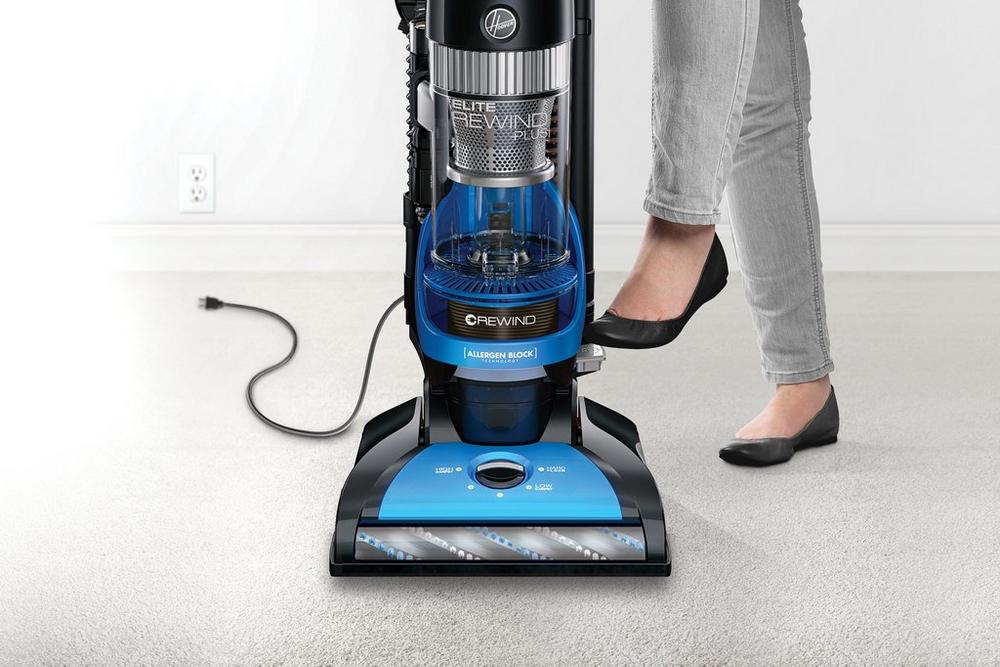 Elite Rewind Plus Upright Vacuum Cleaner - Powerful Suction for Pet Hair, Carpet & Hard Floors - Lightweight & Cordless for Easy Home Cleaning