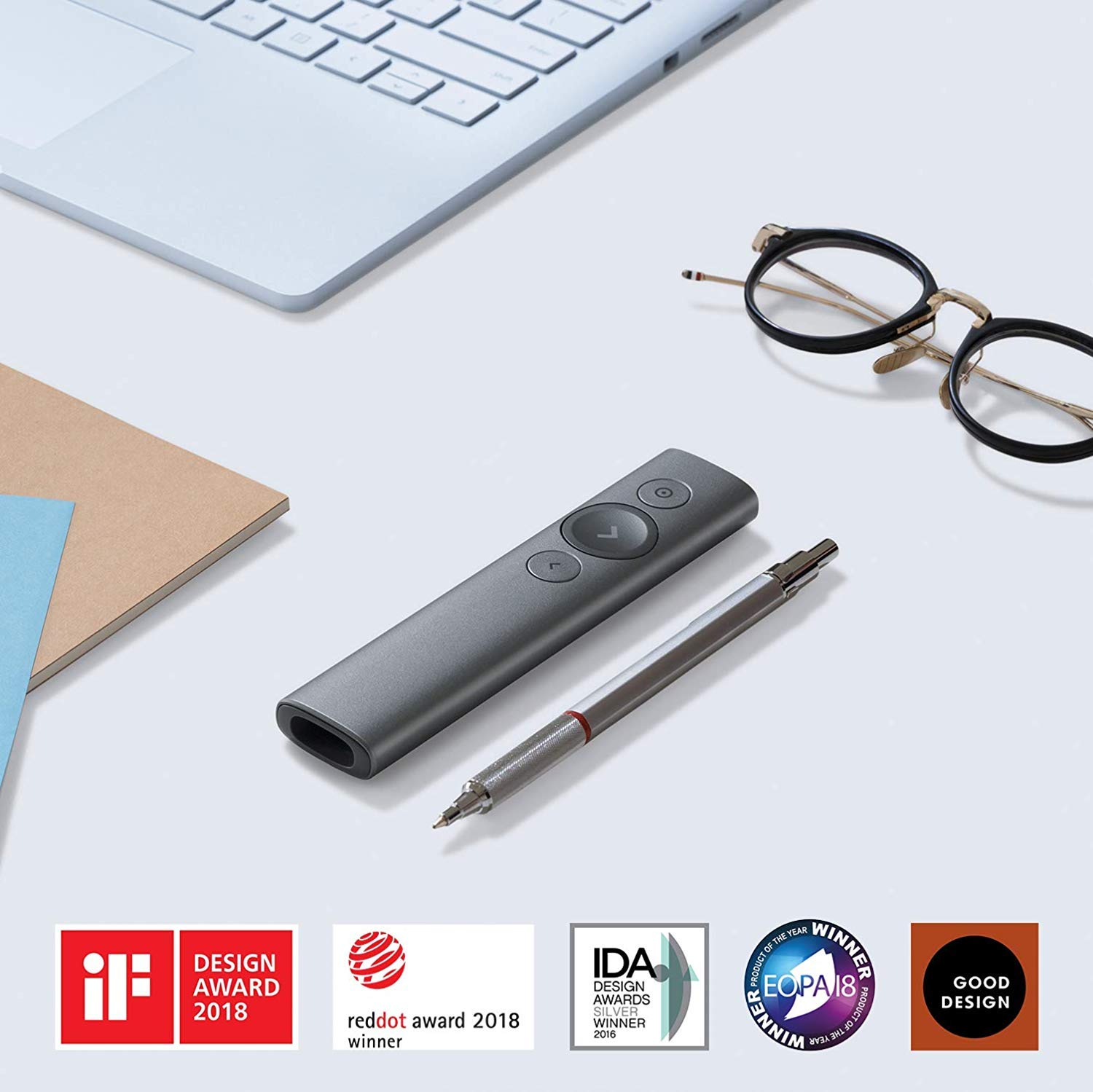 Logitech Spotlight Wireless Presentation Remote with Bluetooth - Advanced Digital Highlighting, 30M Range, Fast USB-C Charging - Compatible with PowerPoint, Keynote, Google Slides - Perfect for Business Meetings, Classroom Presentations & Remote Work