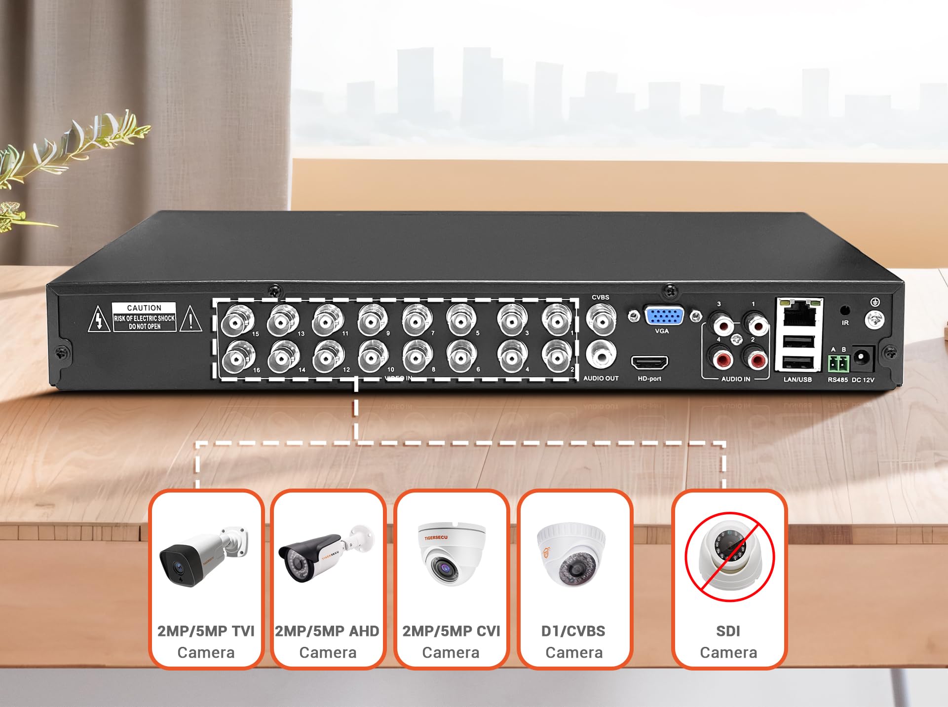 TIGERSECU 16 Channel 1080P HD Hybrid 6-in-1 CCTV DVR Security System with 4TB HDD - Supports 2MP/5MP TVI, AHD, CVI, Analog, IP & PTZ Cameras - Ideal for Home Security, Business Surveillance & 24/7 Monitoring