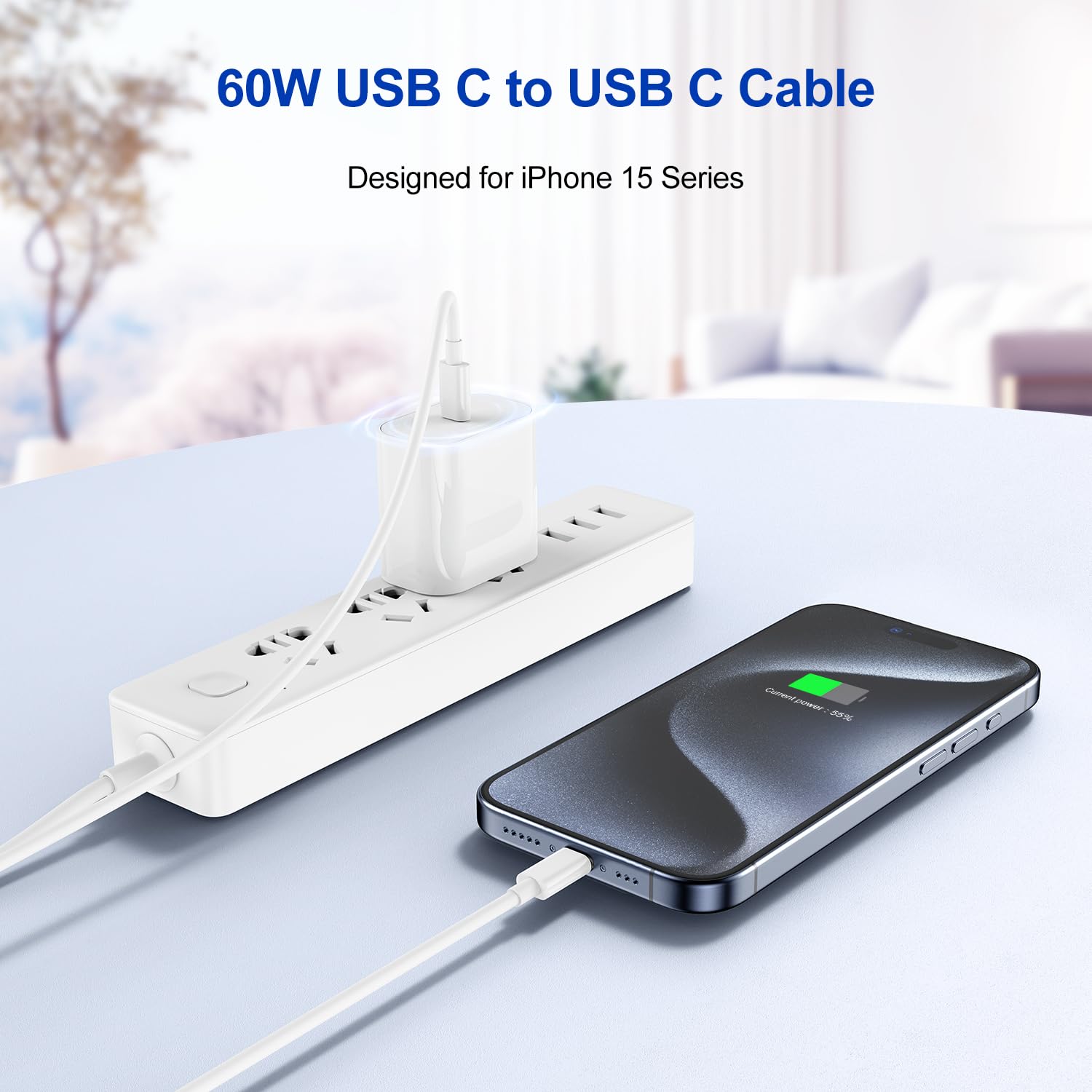 2-Pack 1M USB C to USB C Fast Charging Cable for iPhone 15/16 Series & iPad - Compatible with iPhone 16 Pro Max/15 Pro/15 Plus - High Speed Type C Charger for Home, Office & Travel
