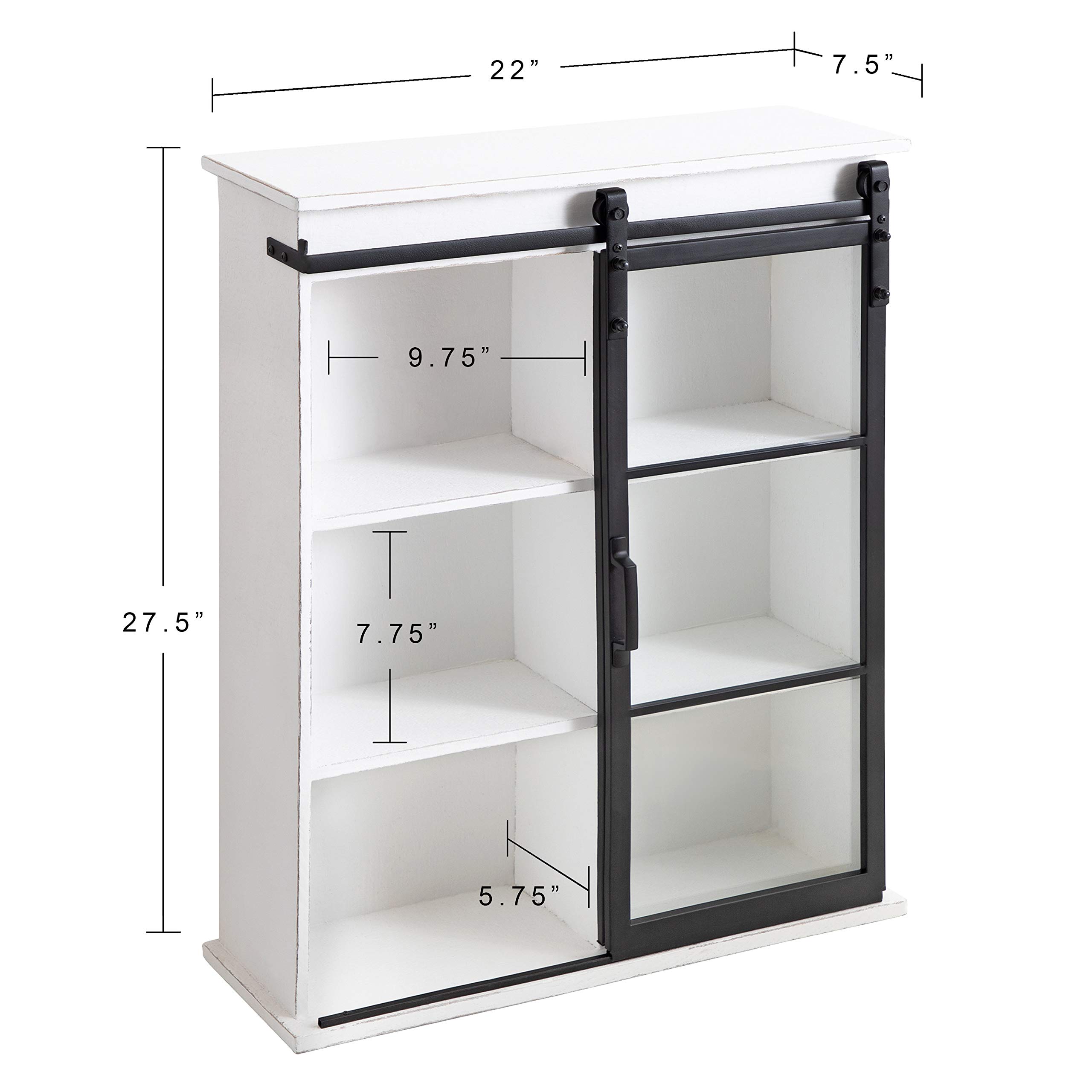 Kate and Laurel Barnhardt Decorative Wooden Wall Cabinet with Sliding Glass Door - 22