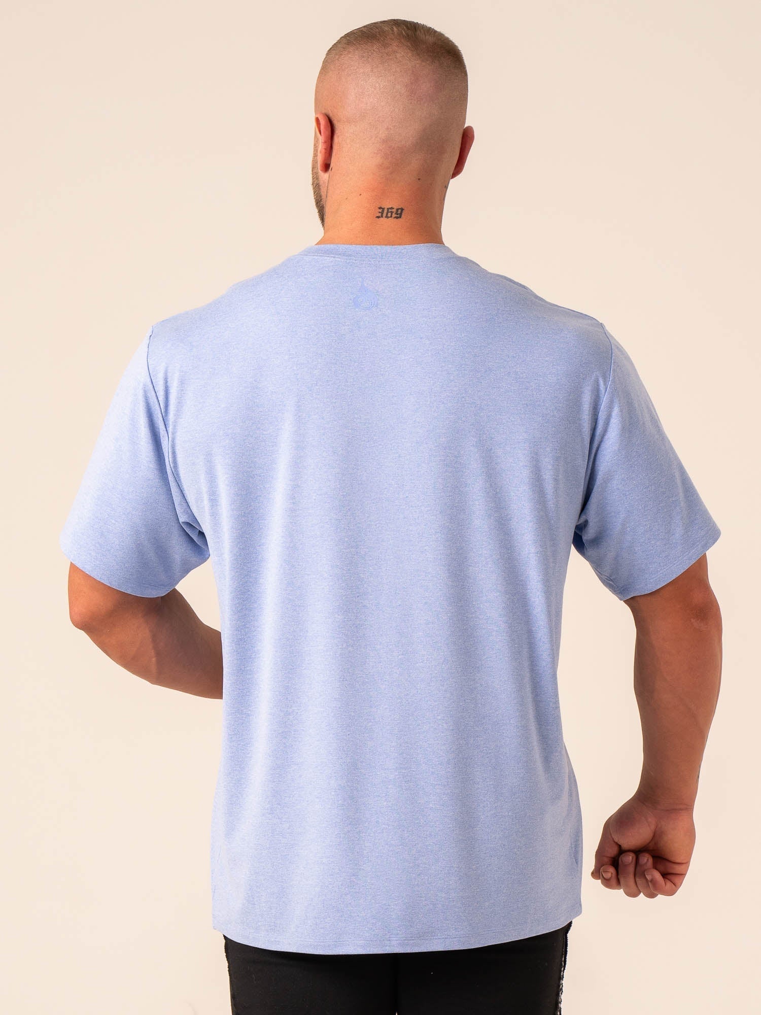 Soft Tech Oversized T-Shirt for Women - Comfortable Blue Marl Cotton Tee | Casual Wear, Lounge, Street Fashion