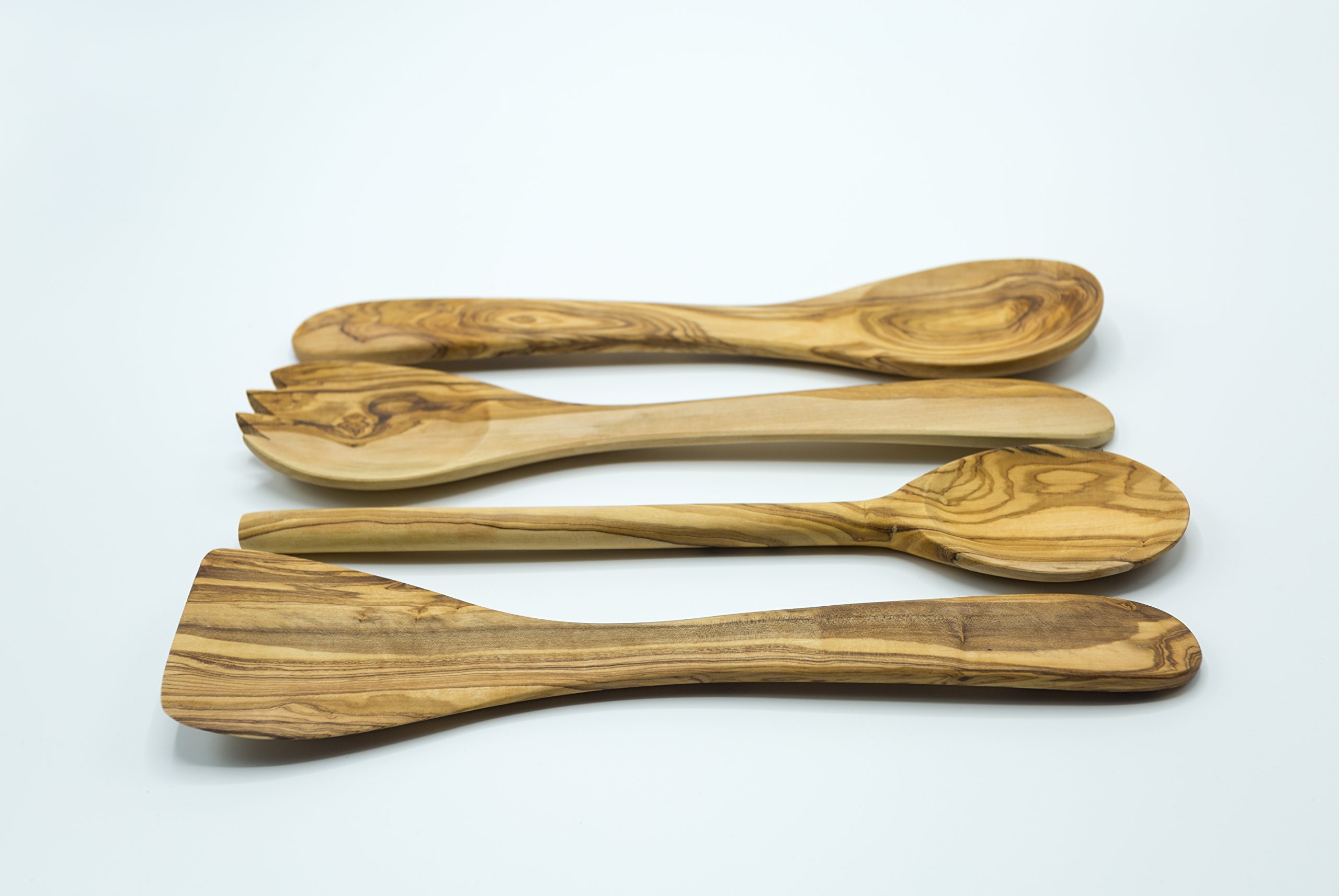 Handcrafted Olive Wood 5-Piece Cooking Utensil Set - Spatula, Spoon, Fork - Perfect for Kitchen & Gifting