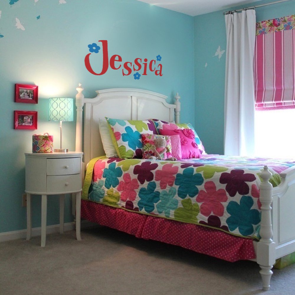 Personalized Name Vinyl Decal for Nursery & Kids Room - Flower Wall Decor Stickers - Perfect for Baby Shower Gifts & Room Decoration