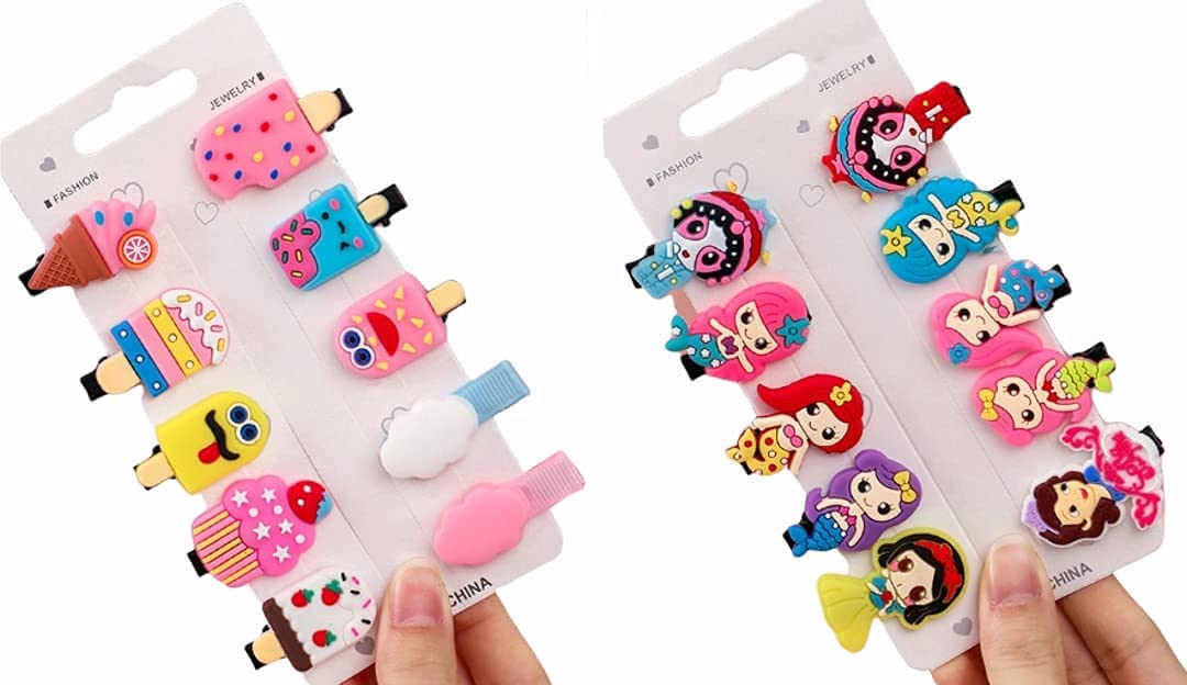 Starvis Rainbow Ice Cream Mermaid Unicorn Hair Clips Set - 20pcs Kids Hair Accessories for Girls & Toddlers (2 Cards) - Perfect for Birthday Parties, School, and Daily Hair Styling