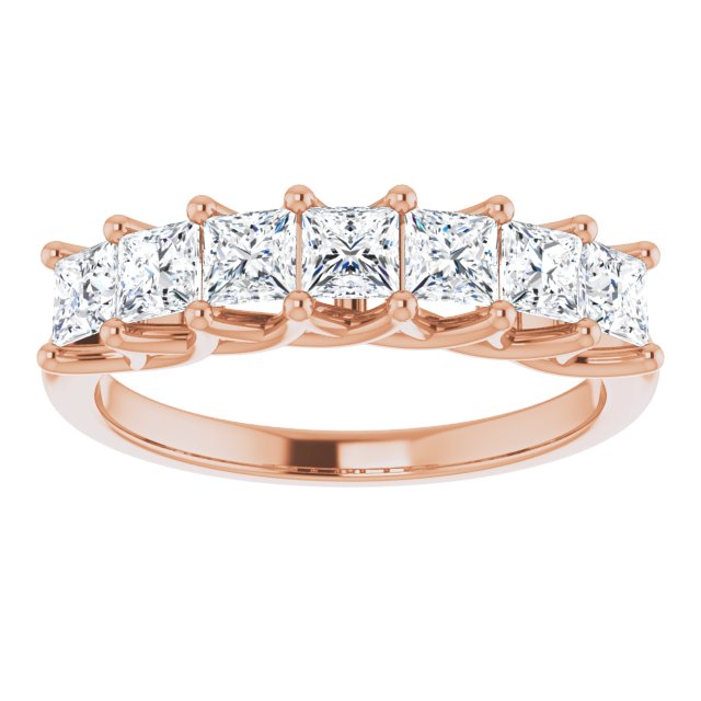 1.26 Carat Princess Cut Diamond Wedding Band - 7 Stone Trellis Style Engagement Ring for Women | Perfect for Bridal, Anniversary & Special Occasion Gifts