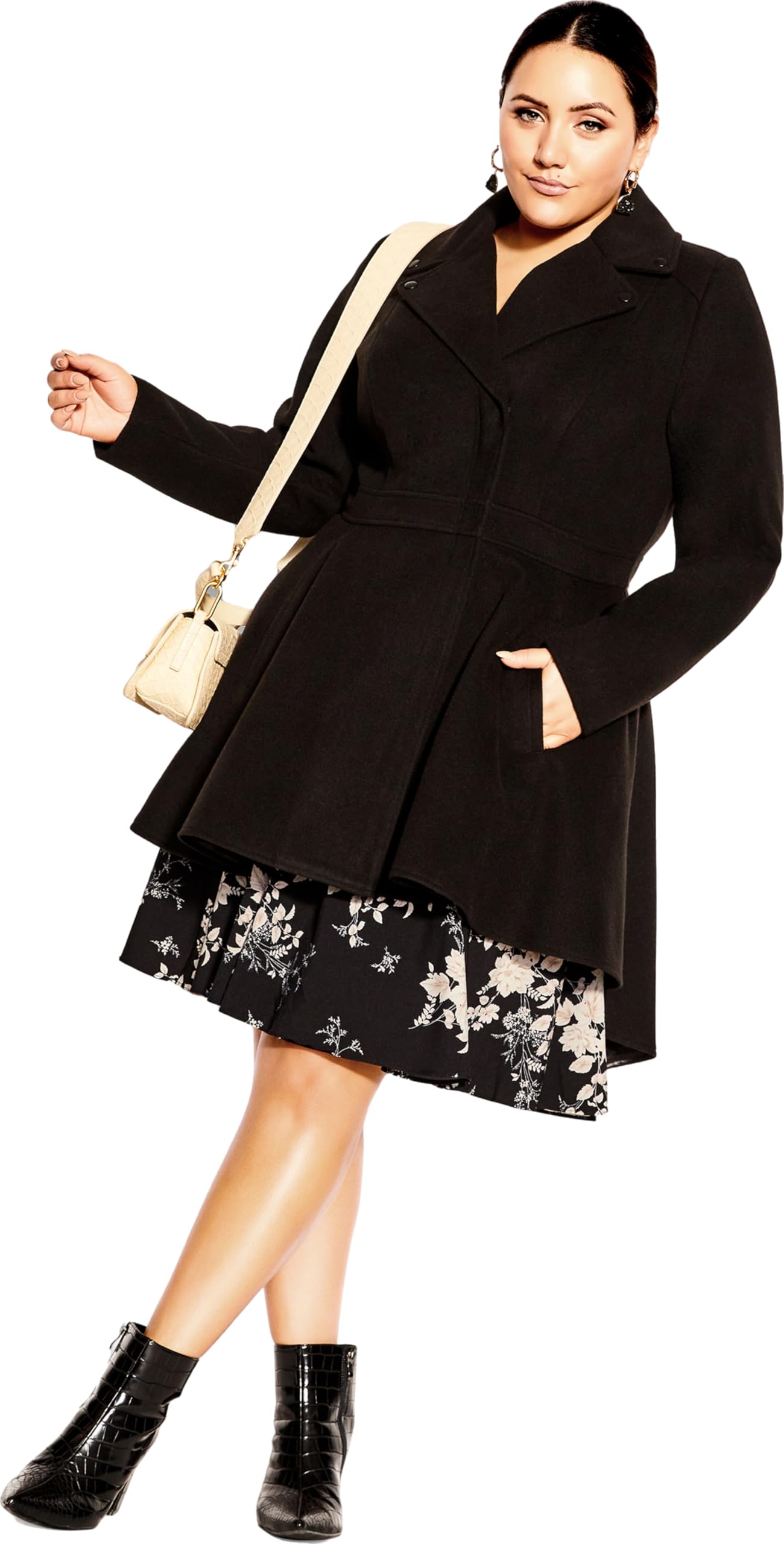 Plus Size Women's Hi-Lo Frill Coat – Elegant & Stylish Outerwear for Casual Outings & Special Occasions