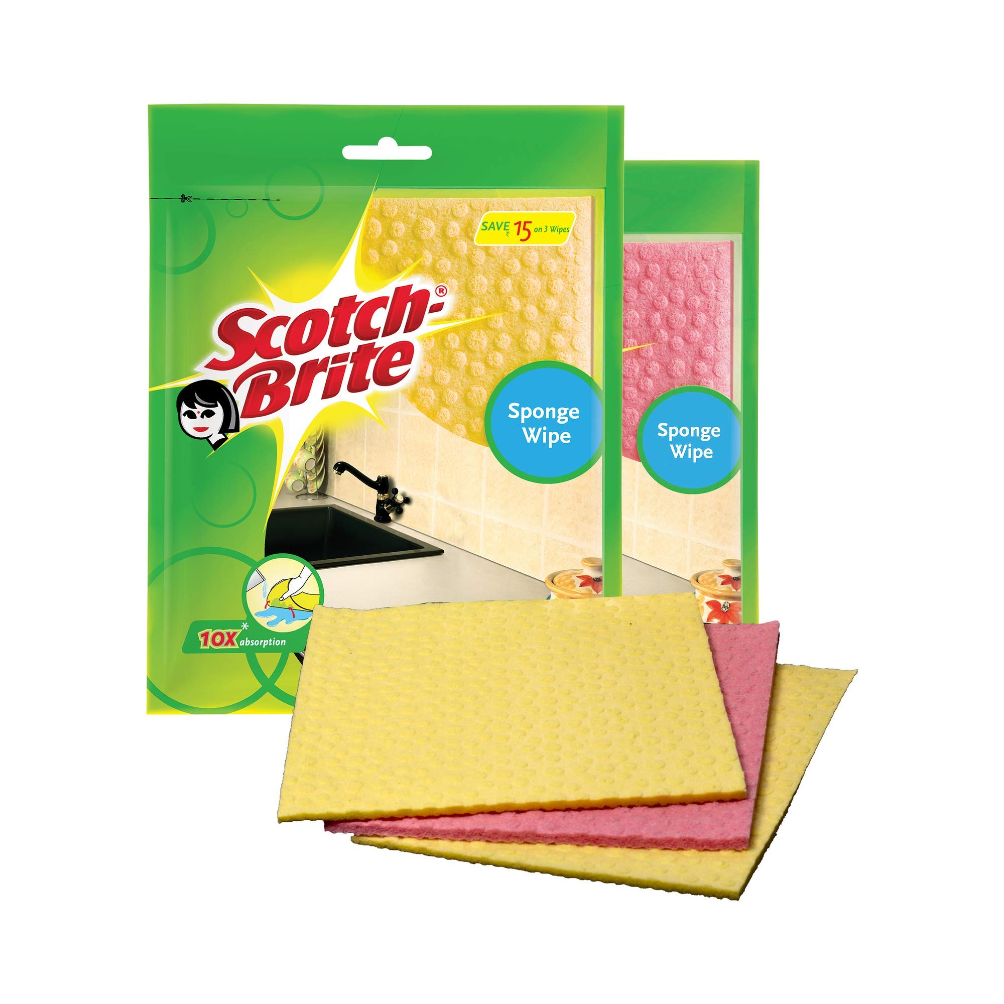 Scotch-Brite Reusable Kitchen Cleaning Sponge - Multi-Color, Biodegradable & Easy to Use for Dishes, Countertops & Appliances | Eco-Friendly Home Cleaning Supplies