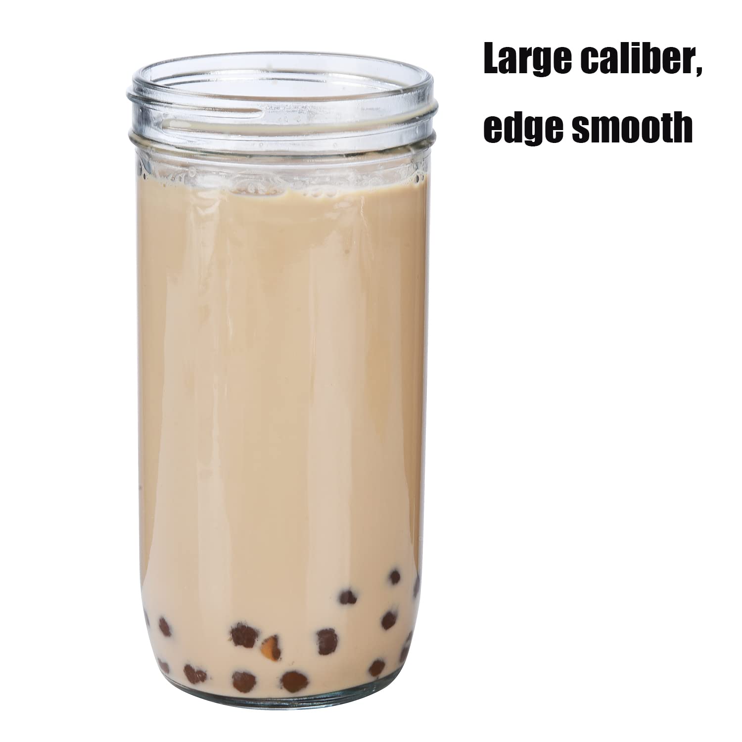 ALINK 24oz Reusable Glass Mason Jars - 2-Pack Wide Mouth Tumbler Cups with Lids & Straws for Bubble Tea, Smoothies, Iced Coffee | Perfect for Home, Office & Cafe Use