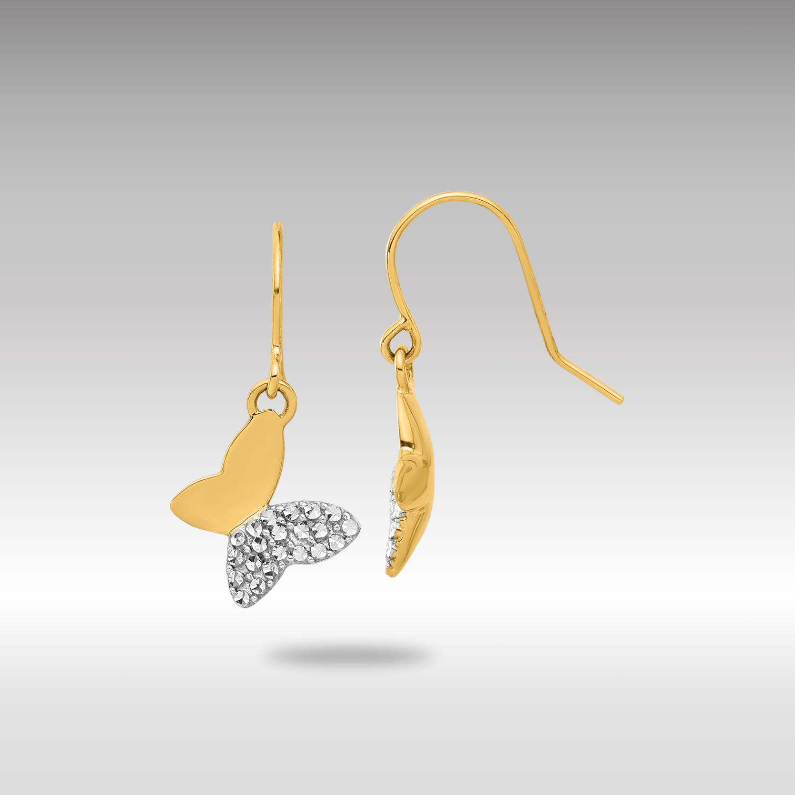 Gold Diamond Cut Butterfly Dangle Earrings TF2370 - Elegant Jewelry for Women, Perfect for Parties, Weddings & Special Occasions