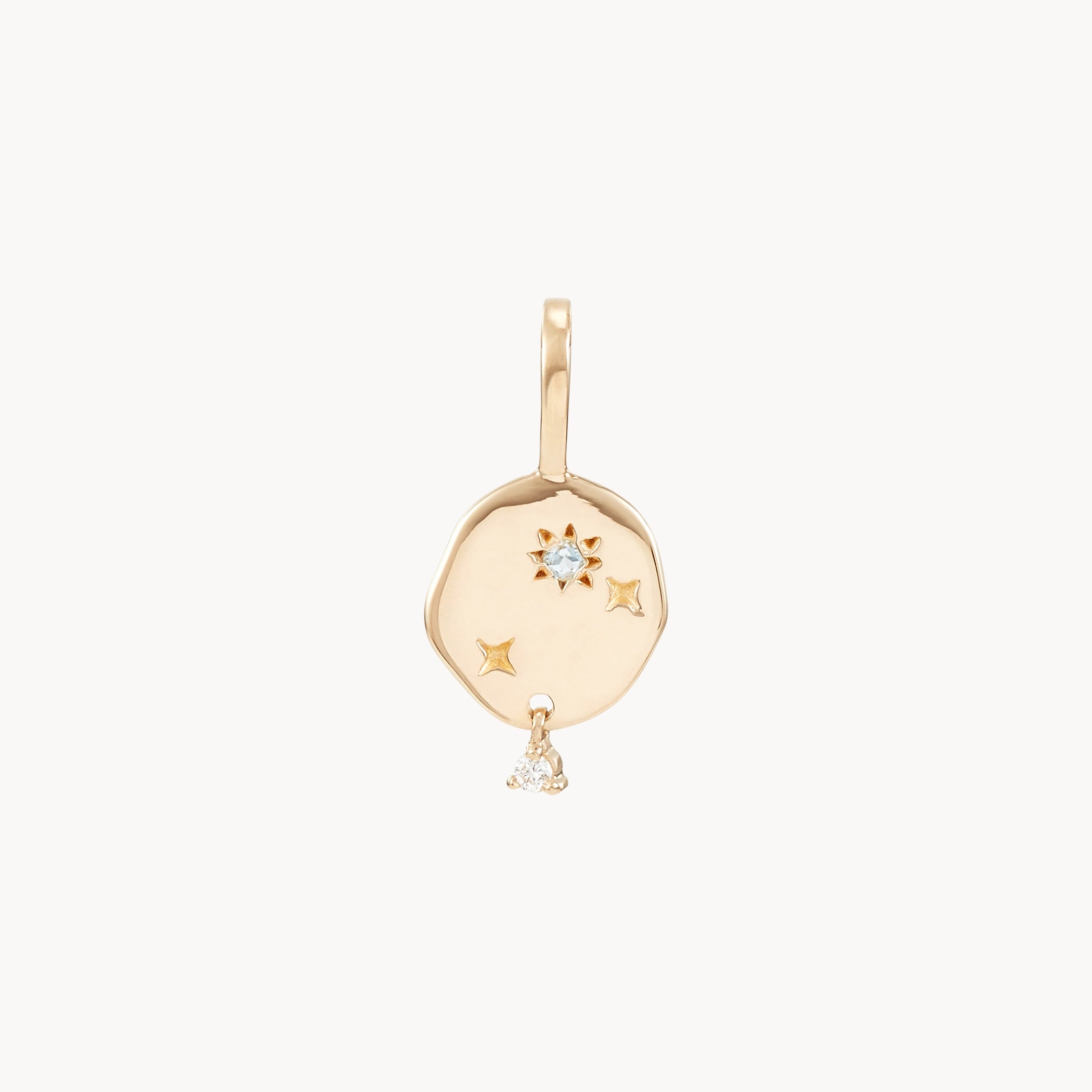 10K Yellow Gold Small Air Element Charm with Gemstones - Perfect for Necklaces, Bracelets & Spiritual Jewelry